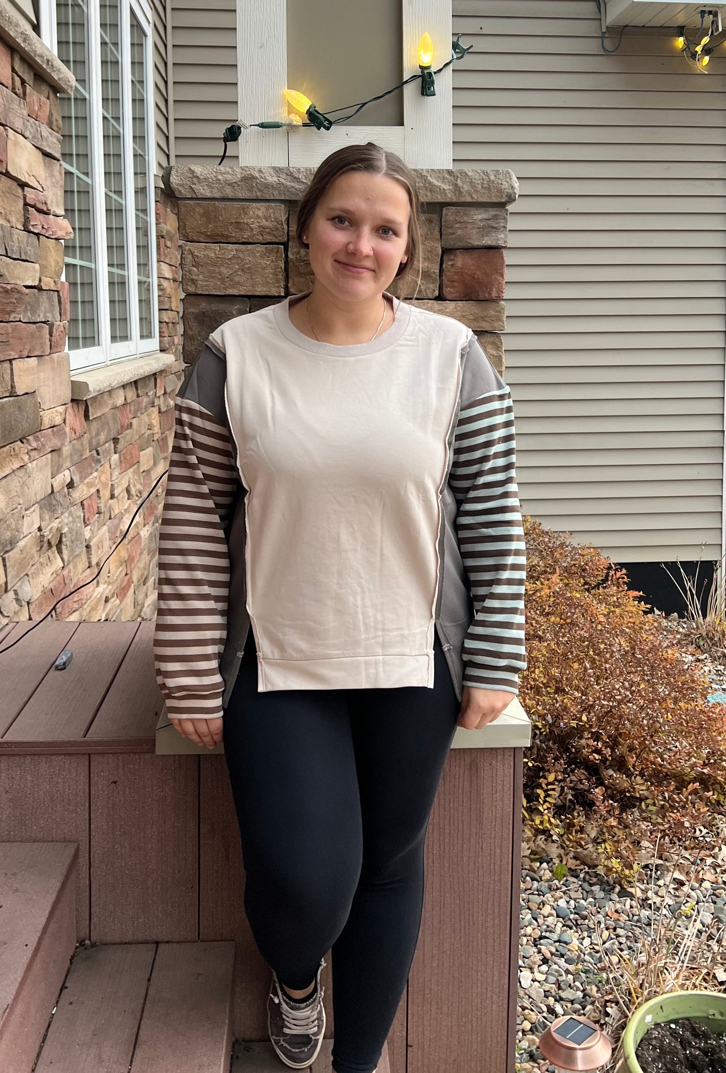 Color Block Dolman Sleeve Knit Top