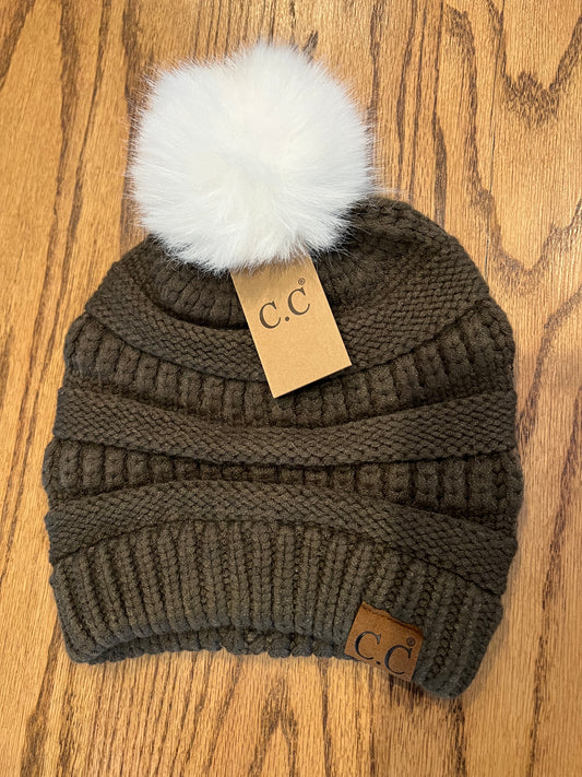 Super Soft Fur Pom CC Beanie