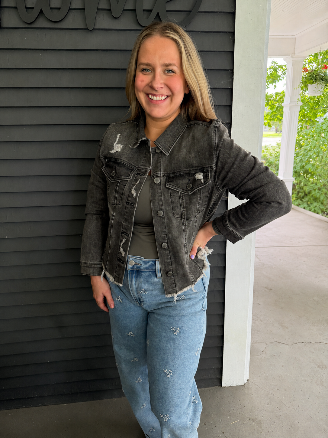 Risen Frayed Hem Washed Jacket