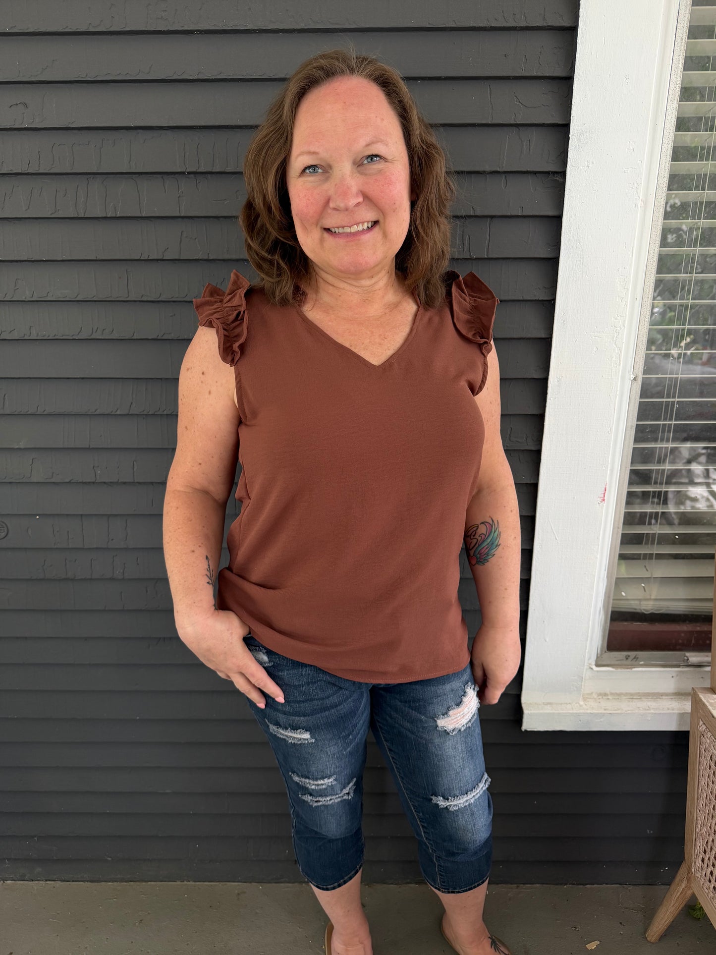 Ruffle Sleeve Tank