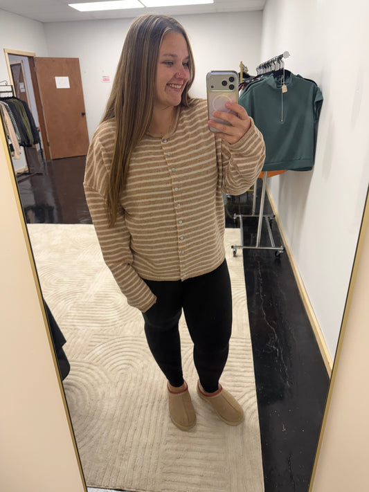 Button Down Striped Sweater