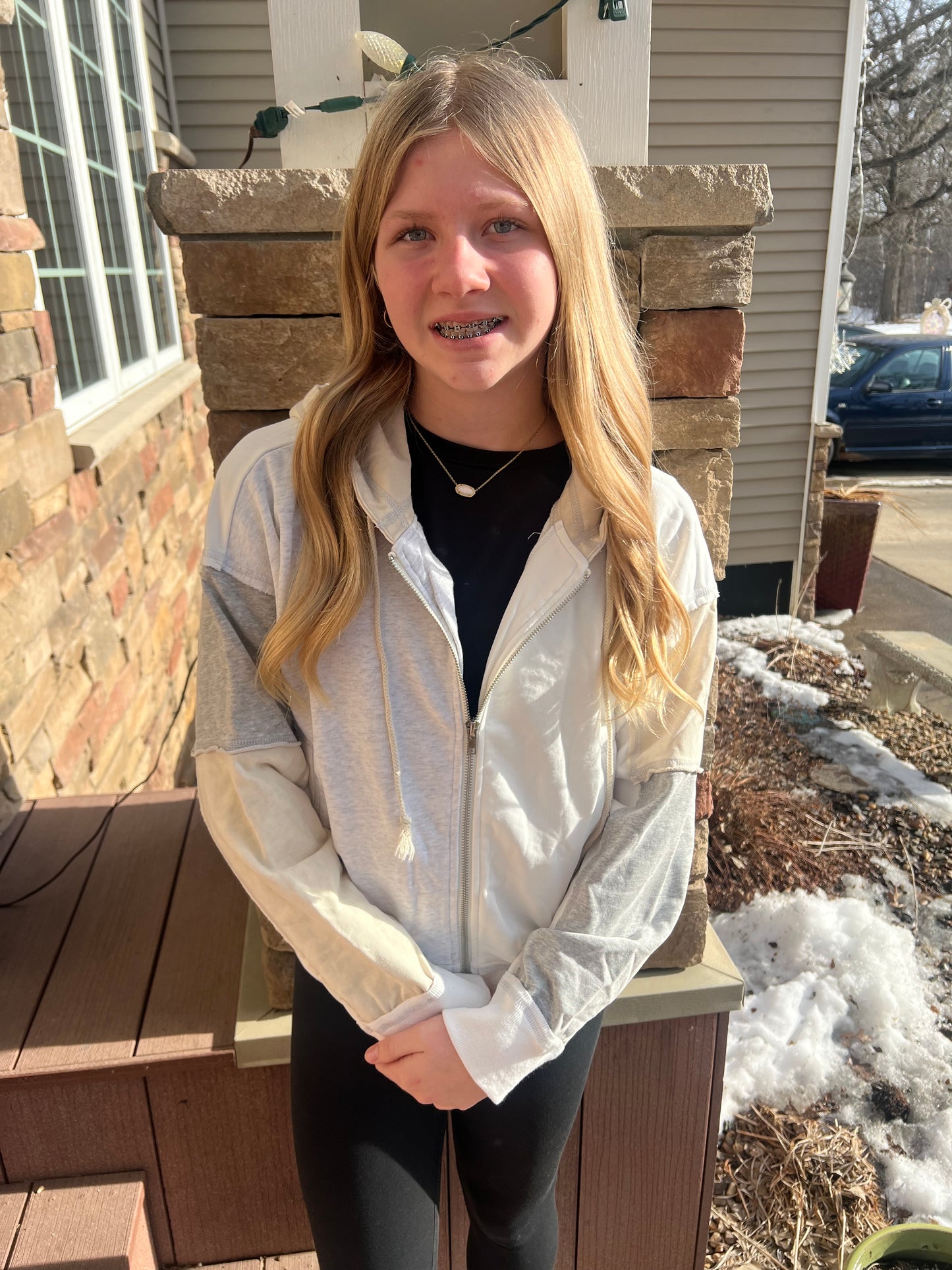 Color Blocked Zip Up Hoodie