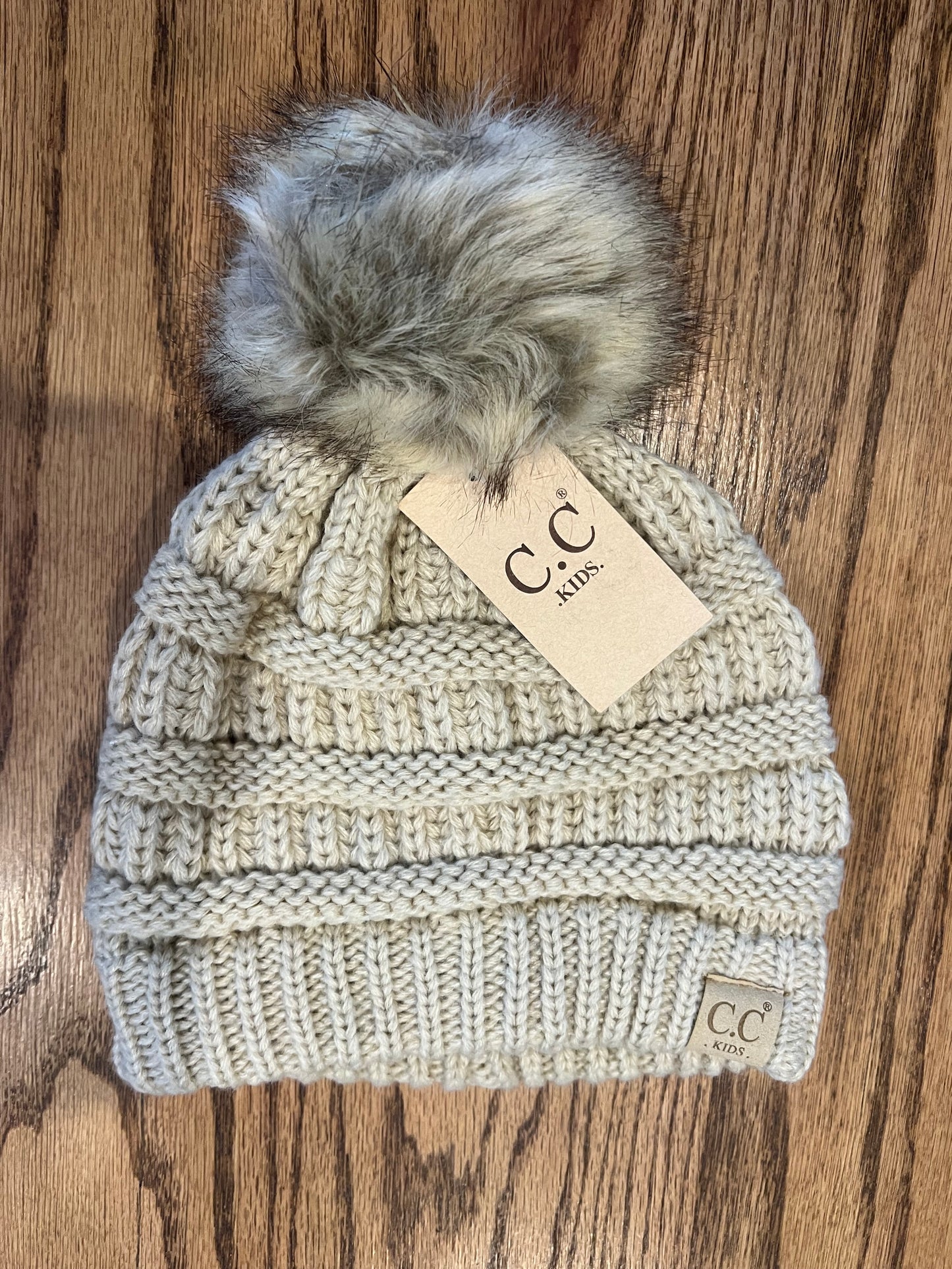 Kids Fur Pom CC Beanie