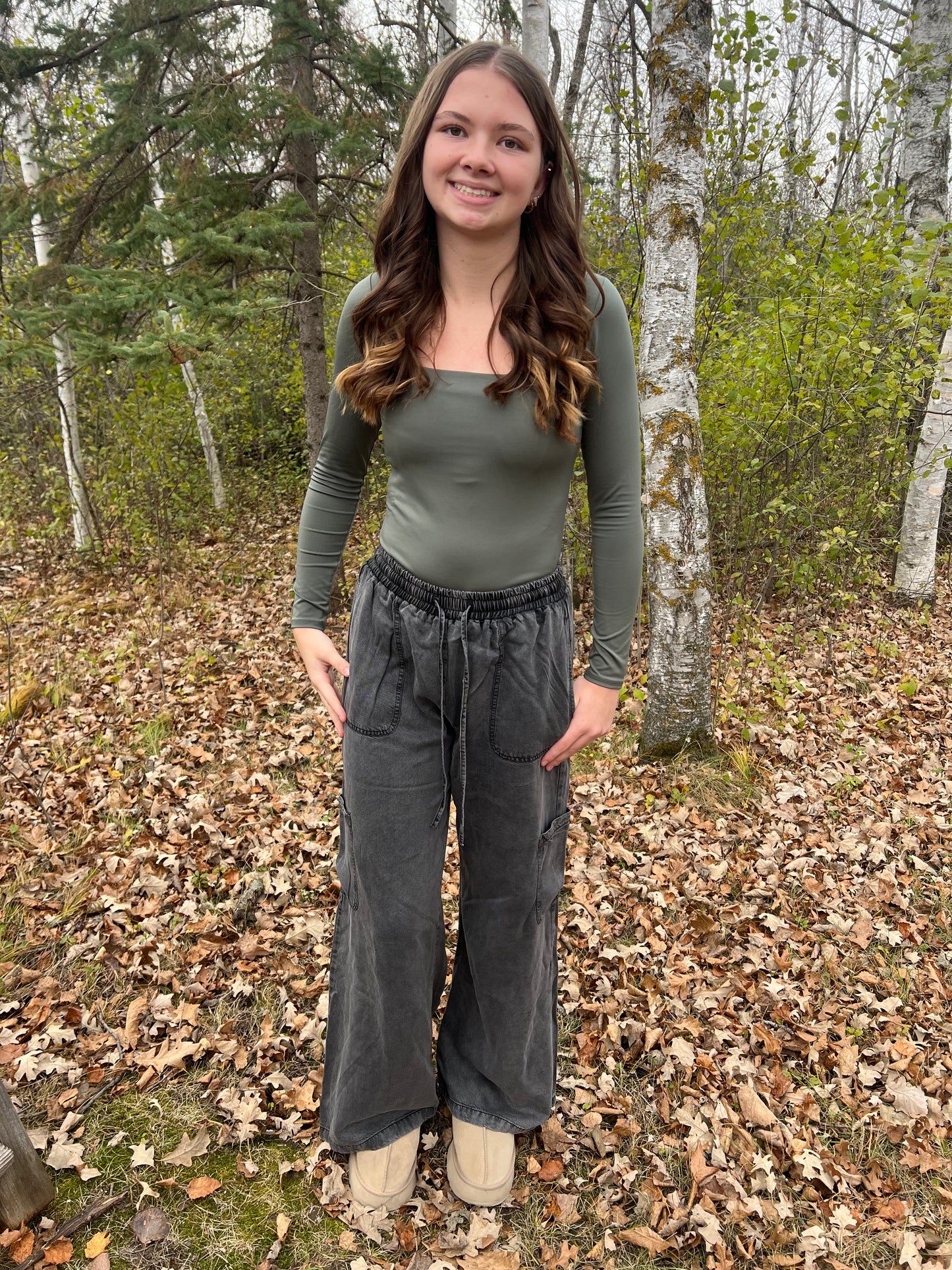 Mineral Wash Tencel Wide Pants