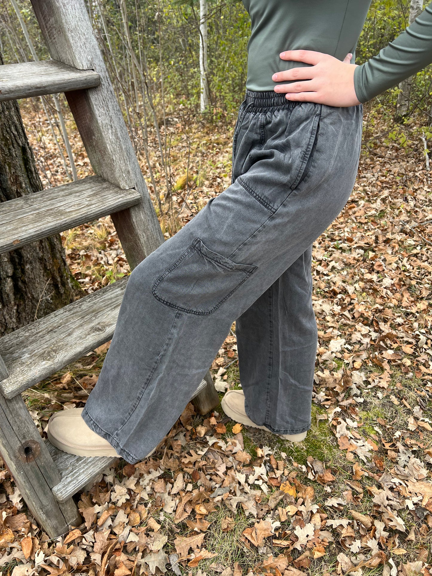 Mineral Wash Tencel Wide Pants