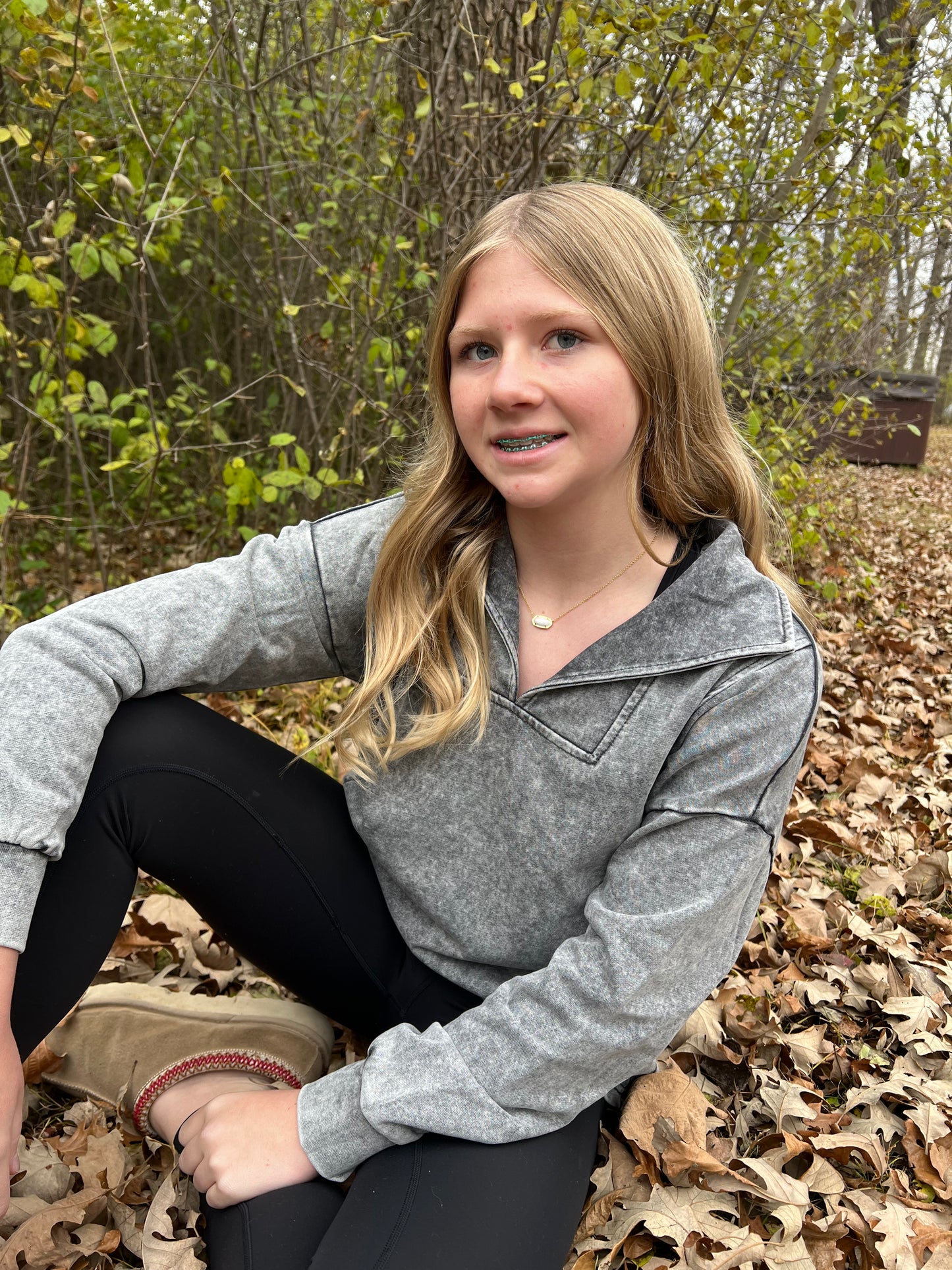 Split Neck Long Sleeve