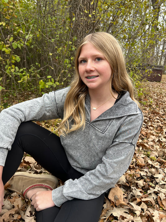 Split Neck Long Sleeve