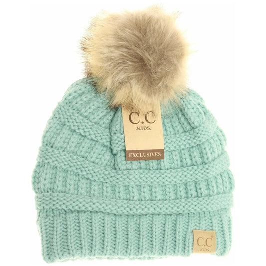 Kids Fur Pom CC Beanie